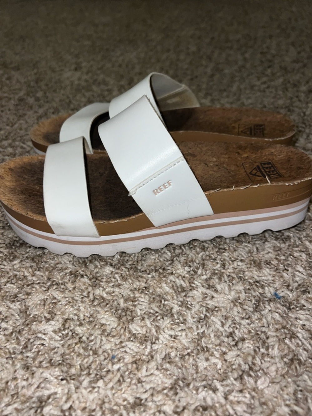 Reef Women’s Cushion Vista Hi Platform Cork Slides in White - Size 8 - Picture 4 of 9